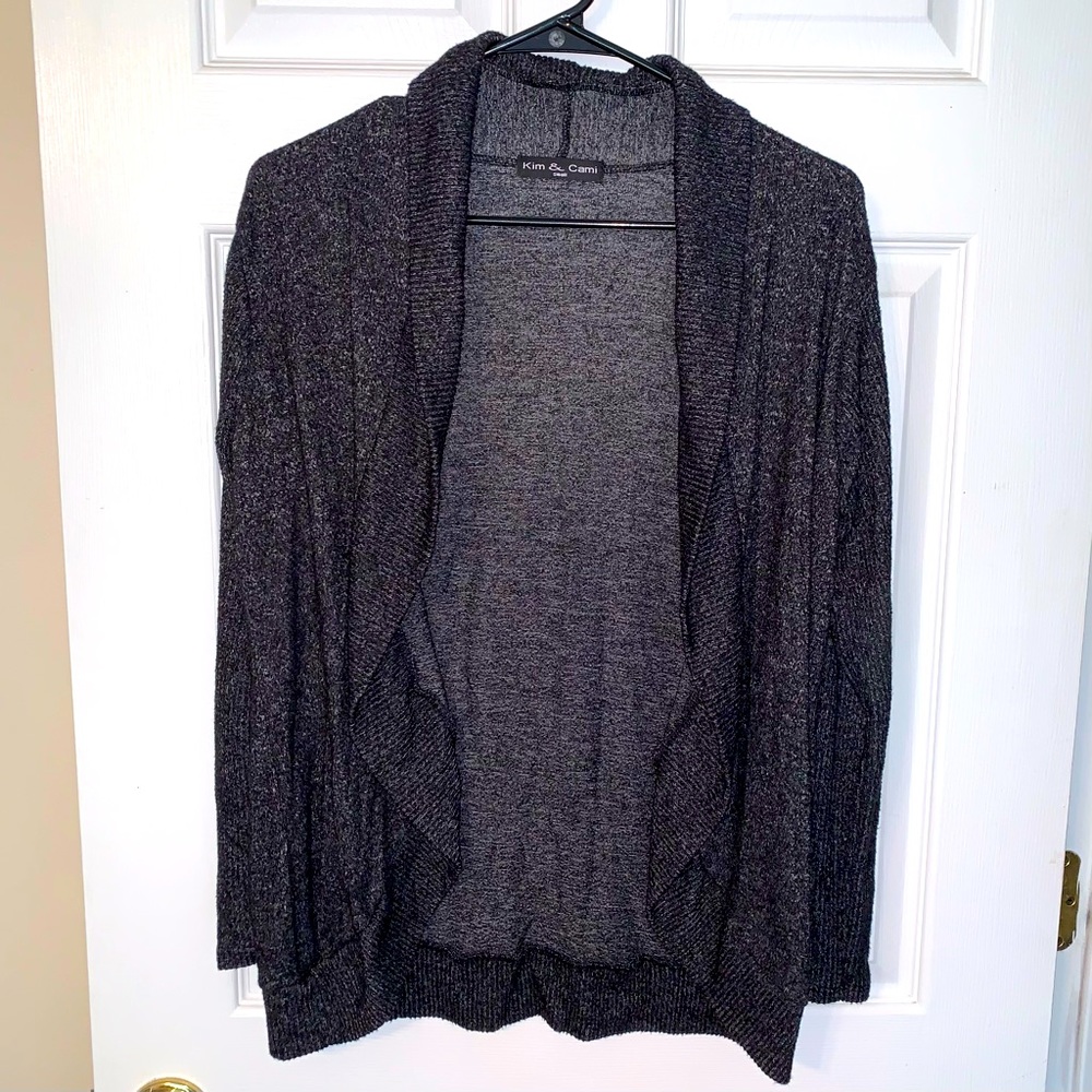 Kim & Cami Grey/Black Cardigan - Small
